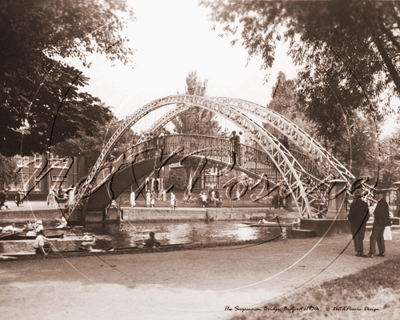 The Suspension Bridge and Embankment, Bedford in Bedfordshire c1937