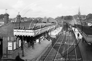 Train Station from the Old Iron Bridge, Wokingham in Berkshire c1920s