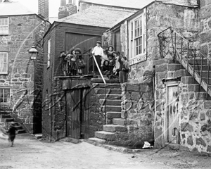 Children outside a Boot Maker's Shop, St Ive's in Cornwall c1900s