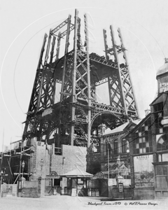 Blackpool Tower under construction in 1893. It opened in 1894 the same year as London's Tower Bridge in Lancashire