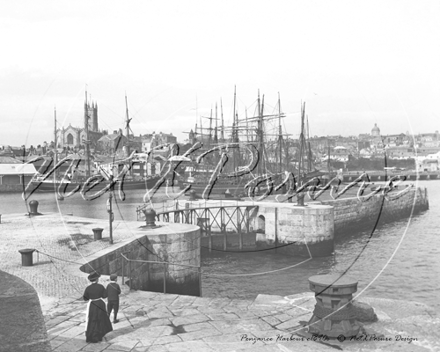 The Tall Ships, Penzance Harbour in Cornwall c1890s