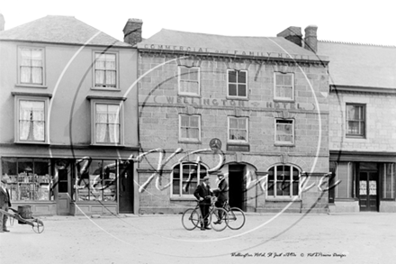 Picture of Cornwall - St Just, Market Square and Wellington Hotel and shop c1890s - N2683