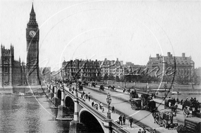 Picture of London - Westminster, Big Ben and Westminster Bridge c1890s - N3057