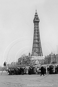 Blackpool Tower and Beach with Beach Photographers, Blackpool in Lancashire c1900s