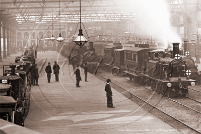 Victoria Train Station and Growler Cab Rank in Central London c1890s