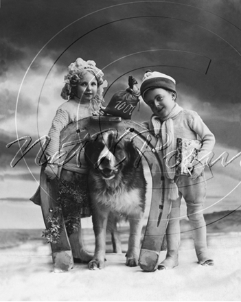 Picture of Misc - St Bernard Dog and Children c1910s - N1038