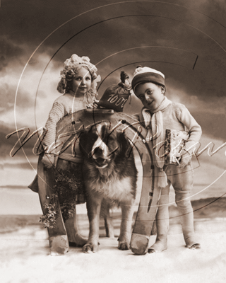 Picture of Misc - St Bernard Dog and Children c1910s - N1038