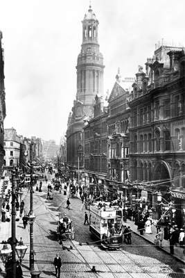 Market Street and Royal Exchange, Manchester in Lancashire c1910s