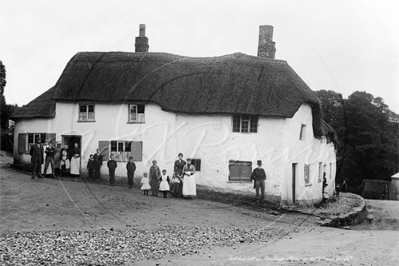 Picture of Devon - Chudleigh, Thatched Cottage and Occupants c1900s - N3472