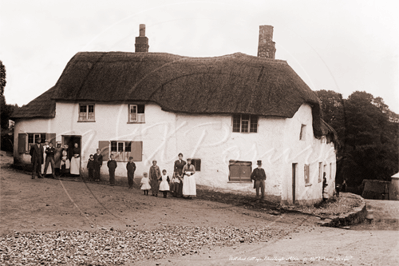 Picture of Devon - Chudleigh, Thatched Cottage and Occupants c1900s - N3472