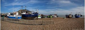Picture of Sussex  - Hastings, Beach & East Pier Panorama 2015 - N3456