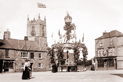 Picture of Cornwall - St Just,  Market Square with Decorations c1900s - N3622