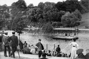 Hampstead Heath and Lake with ladies bathing in North West London c1910s