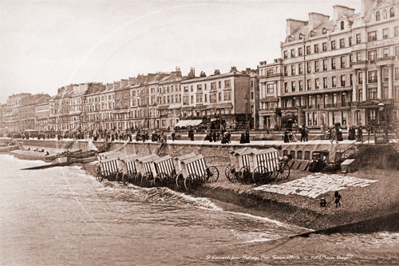 Bathing Bixes, St Leonards from Hastings Pier in East Sussex c1890s