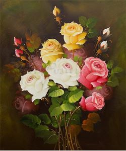 Picture of Flowers - Roses - Pink, White & Yellow - O011