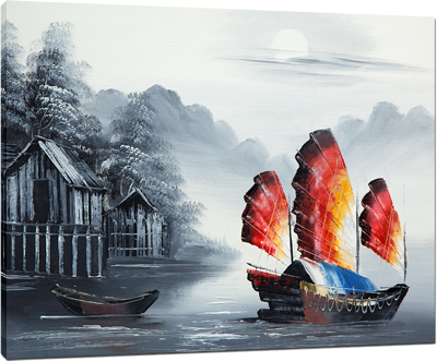 Picture of Landscapes - Chinese Junk Boat - O086