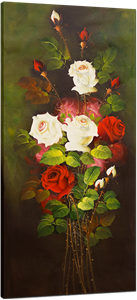 Picture of Flowers - Roses - Red & White Tall Bunch - O023
