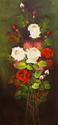 Picture of Flowers - Roses - Red & White Tall Bunch - O023