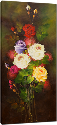 Picture of Flowers - Roses - Multi-coloured Tall Bunch - O022