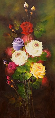 Picture of Flowers - Roses - Multi-coloured Tall Bunch - O022