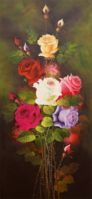 Picture of Flowers - Roses - Multi-coloured Tall Bunch - O021