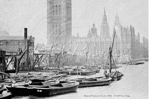 Picture of London - Westminster Houses of Parliament from Lambeth Bridge c1860s - N3820