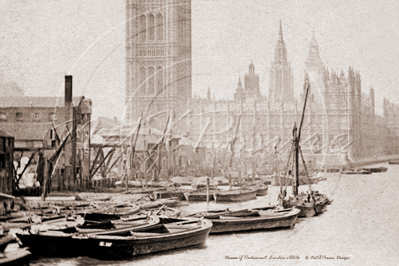 Picture of London - Westminster Houses of Parliament from Lambeth Bridge c1860s - N3820