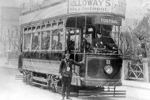 Tram, Driver and Conductor, Tooting in South West London c1908