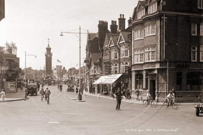 Picture of Surrey - Epsom, Street Scene & Clock Tower c1930s - N076