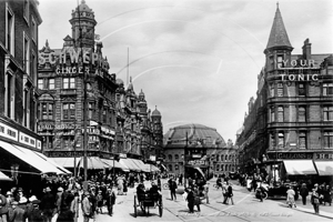 Boar Lane and Duncan Street, Leeds in Yorkshire c1920s