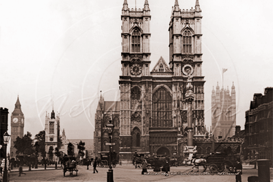 West Tower, Westminster Abbey in London c1890s