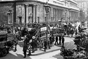 A busy Bank of England in the City of London c1903