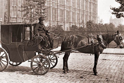 Picture of London - London Life, Four Wheel Growler, Houses of Parliament c1890s - N4741
