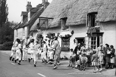 Morris Dancers, The A Team outside the Elephant Pub, Bampton in Oxfordshire c1960s