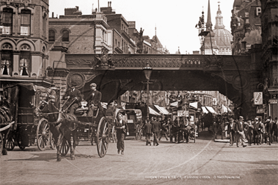 Ludgate Circus and Ludgate Hill in the City of London c1890s