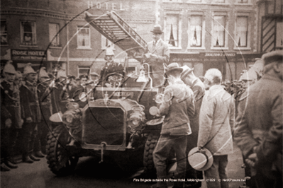 Fire Brigade and Engine, Market Place, Wokingham in Berkshire c1929