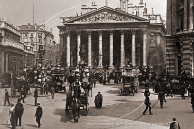 The Royal Exchange and Bank Junction in the City of London c1910s